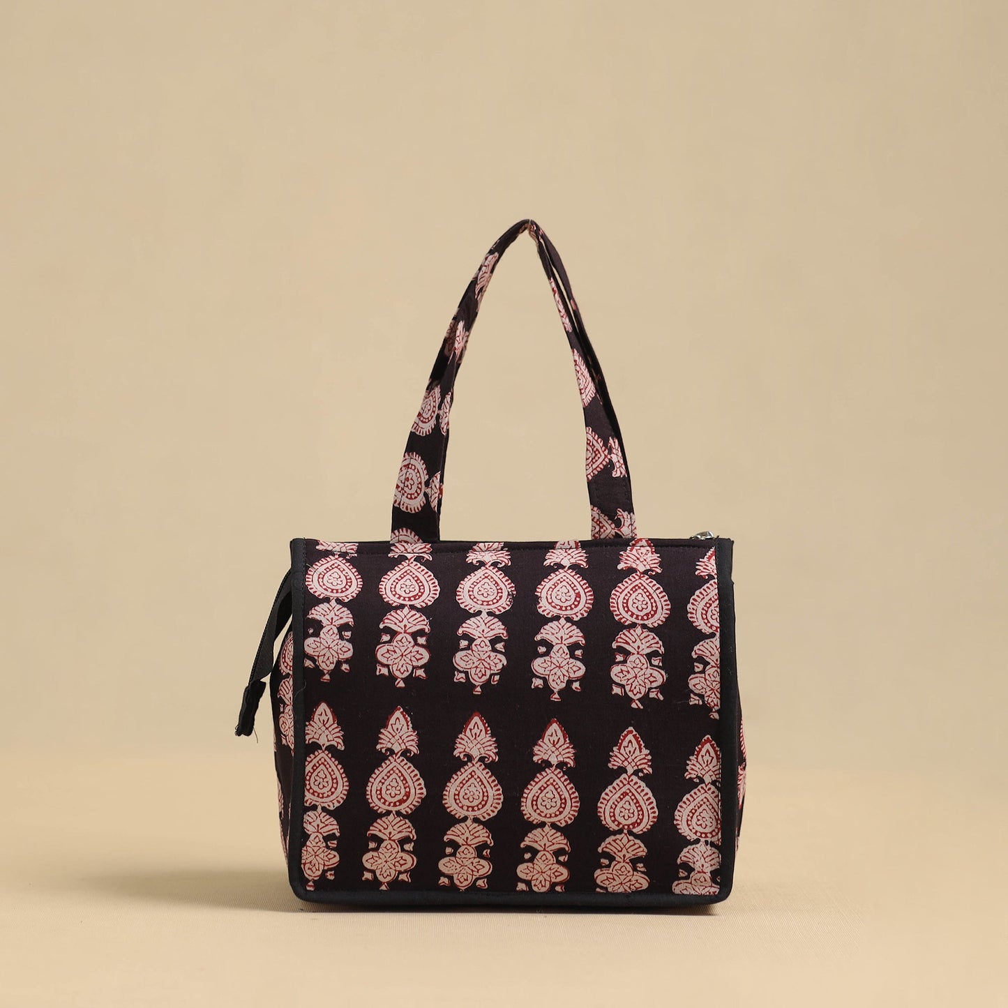 Black Handcrafted Cotton Small Hand Bag