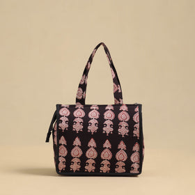 Black Handcrafted Cotton Small Hand Bag