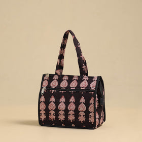 Black Handcrafted Cotton Small Hand Bag