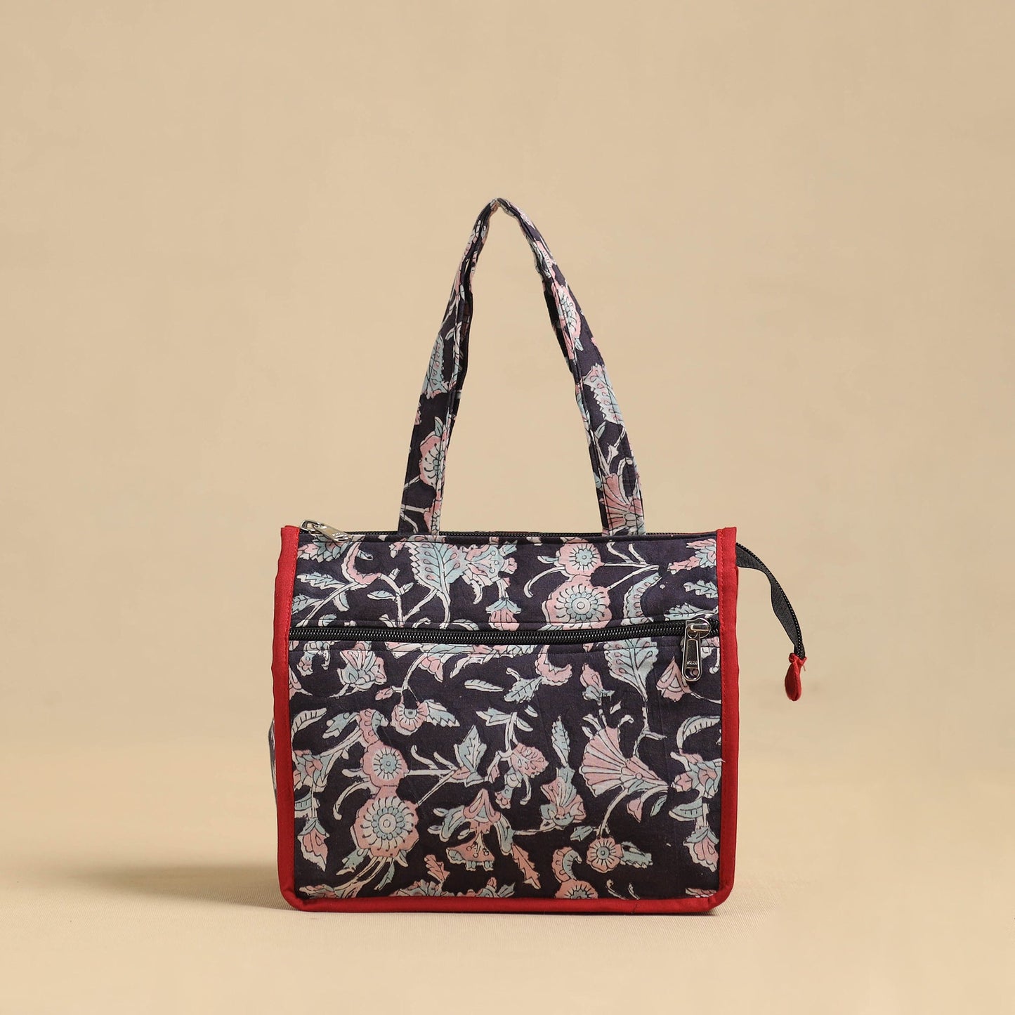 Black Handcrafted Cotton Small Hand Bag