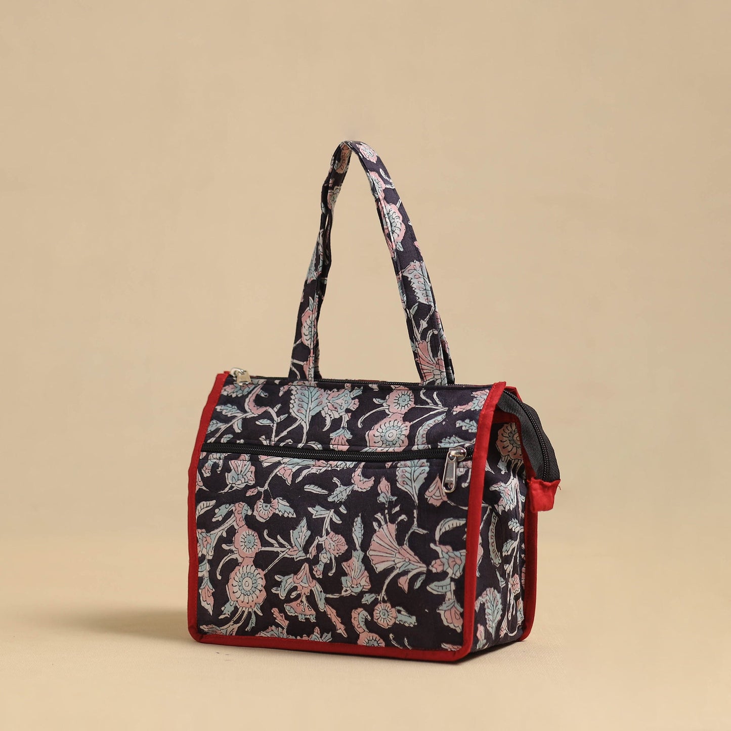 Black Handcrafted Cotton Small Hand Bag