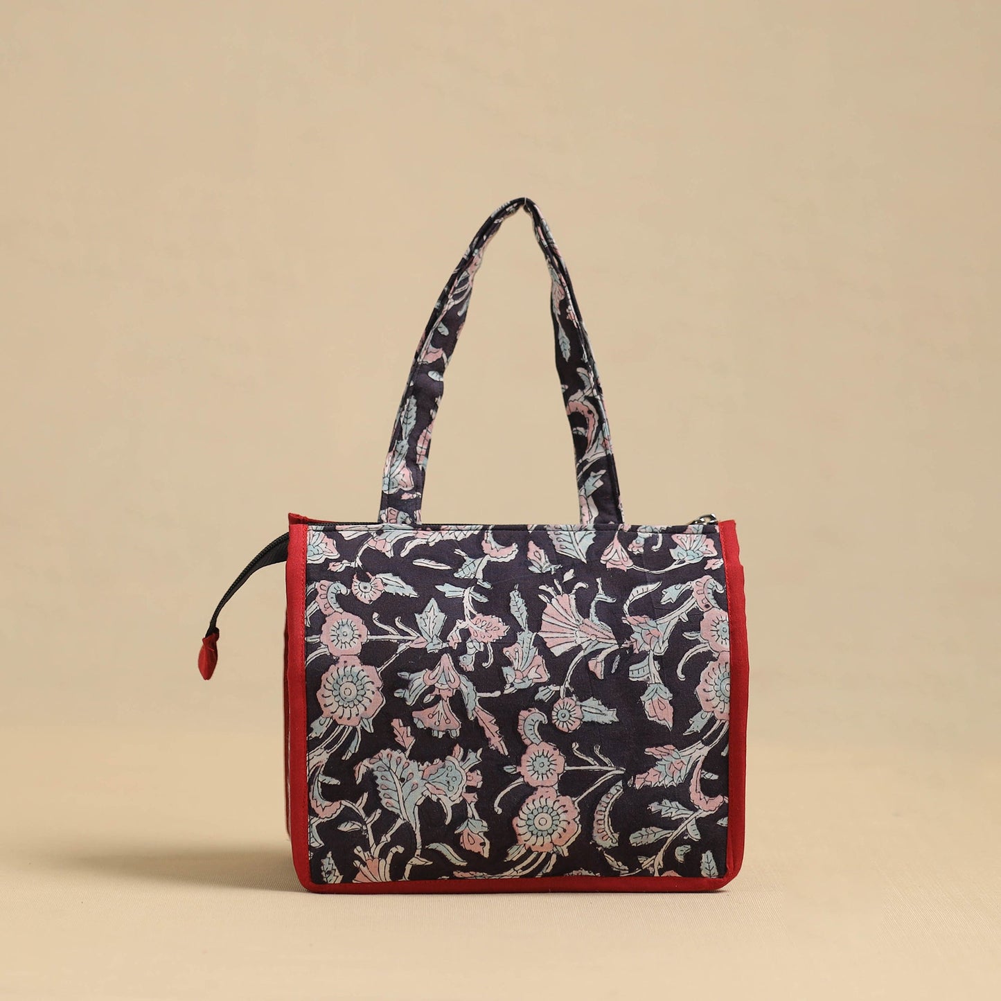 Black Handcrafted Cotton Small Hand Bag