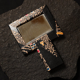 Black Handcrafted Embossed Leather Mirror Case