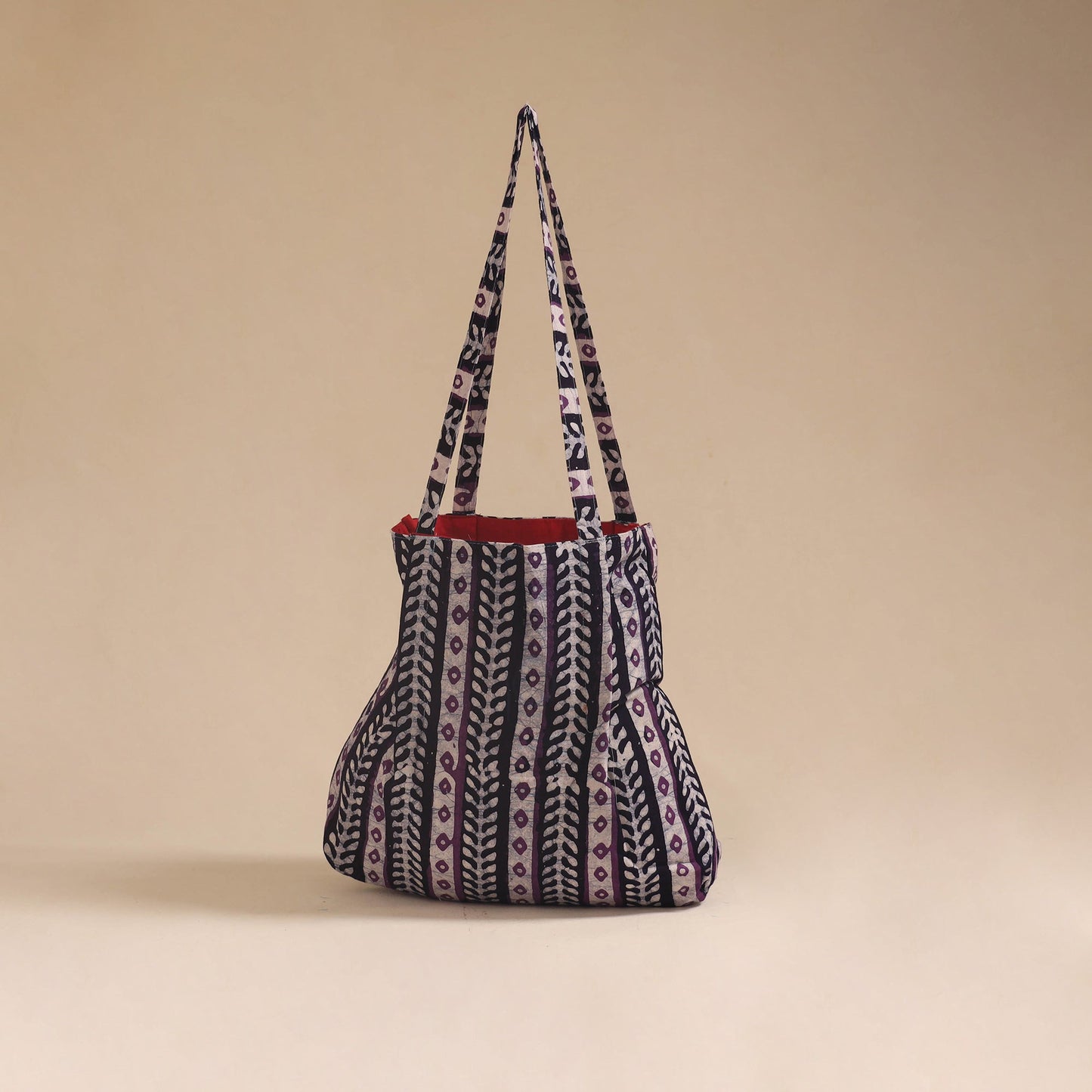 Red - handcrafted fabric jhola bag 06