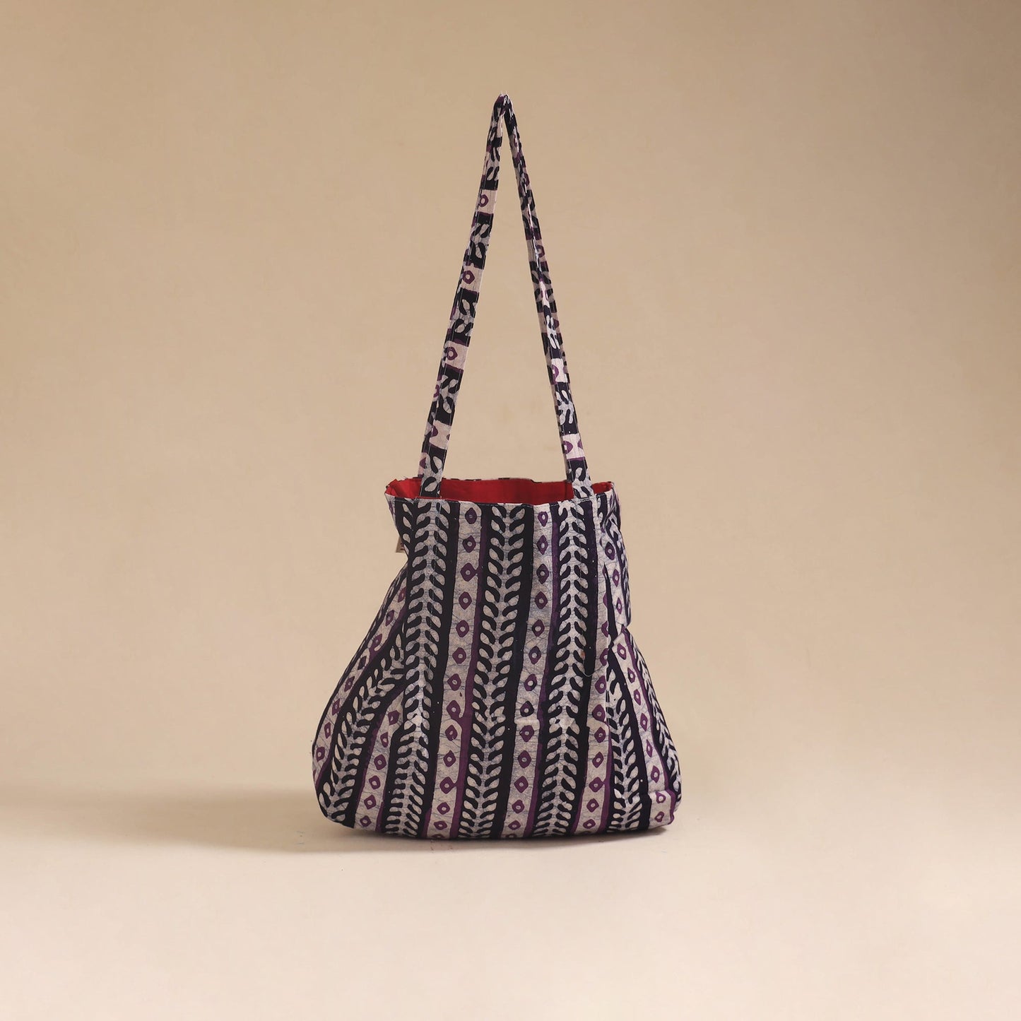 Red - handcrafted fabric jhola bag 06