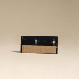 Black - handcrafted ikat fabric jute clutch / wallet