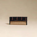 Black - handcrafted ikat fabric jute clutch / wallet