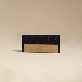 Black - handcrafted ikat fabric jute clutch / wallet