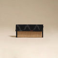 Black - handcrafted ikat fabric jute clutch / wallet