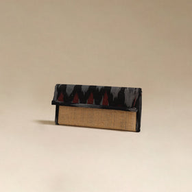Black - handcrafted ikat fabric jute clutch / wallet