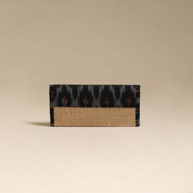 Black - handcrafted ikat fabric jute clutch / wallet