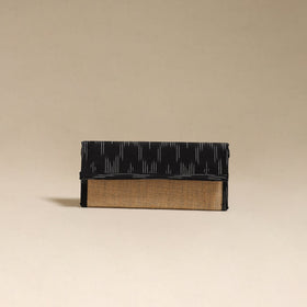 Black - handcrafted ikat fabric jute clutch / wallet