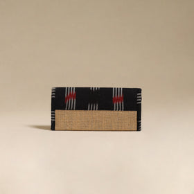 Black - handcrafted ikat fabric jute clutch / wallet