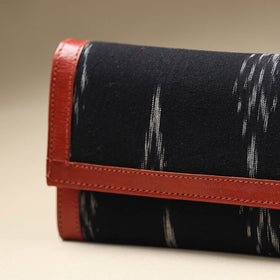 Black Handcrafted Ikat Weave Leather Wallet