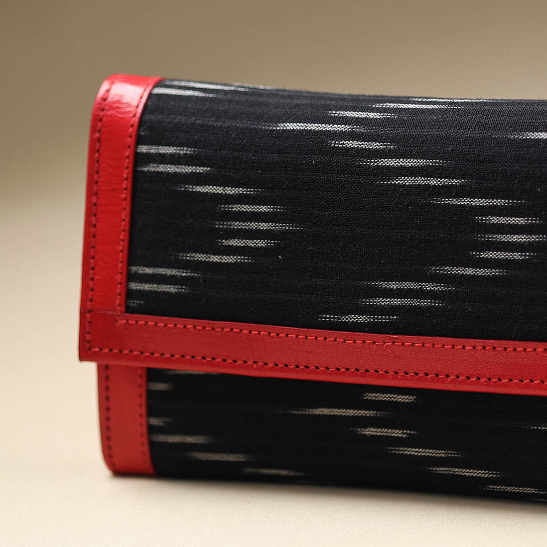 Black - Handcrafted Ikat Weave Leather Wallet
