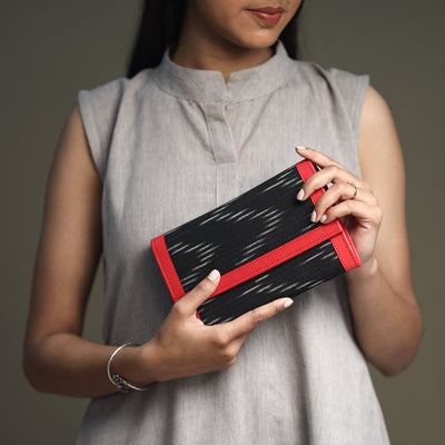 Black - Handcrafted Ikat Weave Leather Wallet