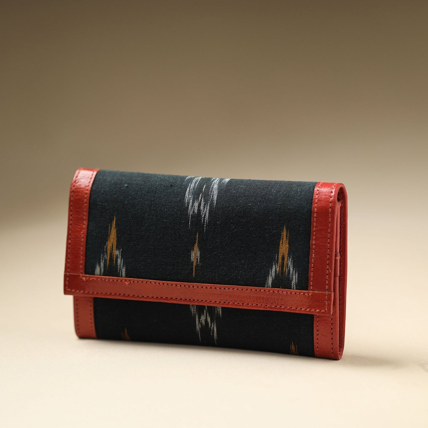 Black Handcrafted Ikat Weave Leather Wallet