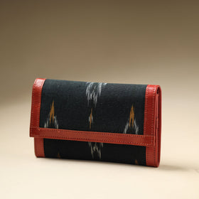 Black Handcrafted Ikat Weave Leather Wallet