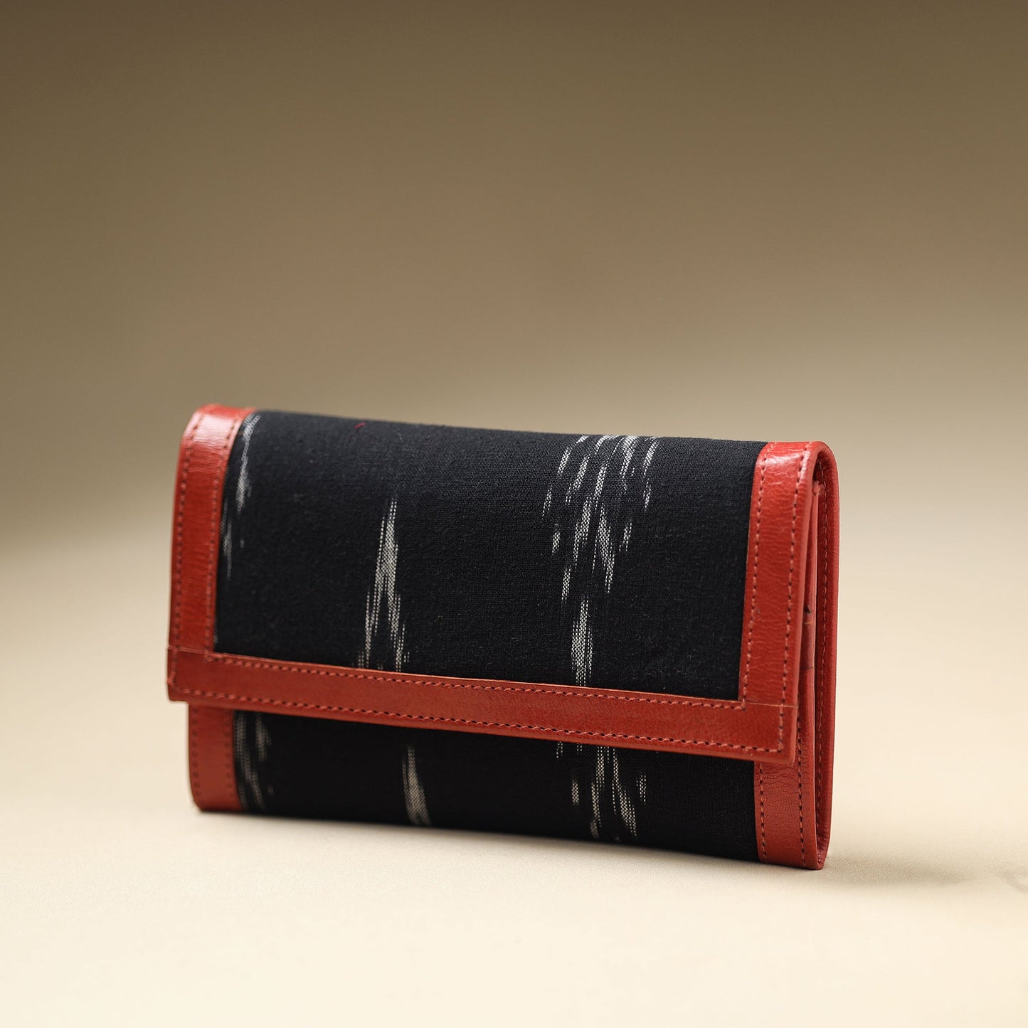 Black Handcrafted Ikat Weave Leather Wallet