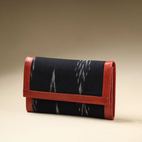 Black Handcrafted Ikat Weave Leather Wallet