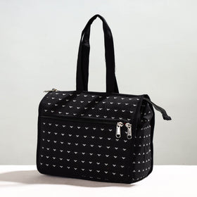 Black Handcrafted Jacquard Cotton Hand Bag