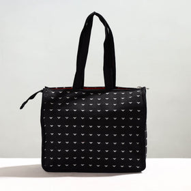 Black Handcrafted Jacquard Cotton Hand Bag