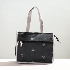 Black Handcrafted Jacquard Cotton Hand Bag