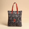  Handcrafted Kalamkari Block Printed Hand Bag with Leather Handle 
