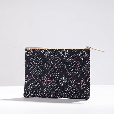  Handcrafted Kantha Embroidery Multipurpose Pouch 