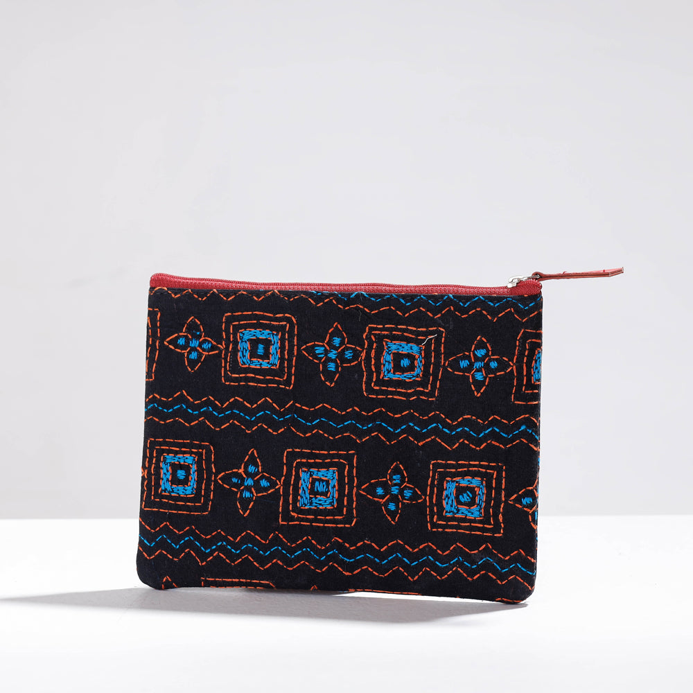  Handcrafted Kantha Embroidery Multipurpose Pouch 