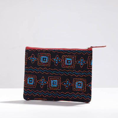  Handcrafted Kantha Embroidery Multipurpose Pouch 