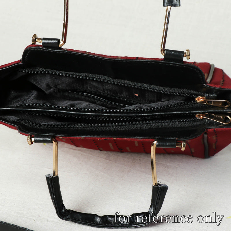 Black Handcrafted Kantha Hand Embroidered Cotton Hand Bag