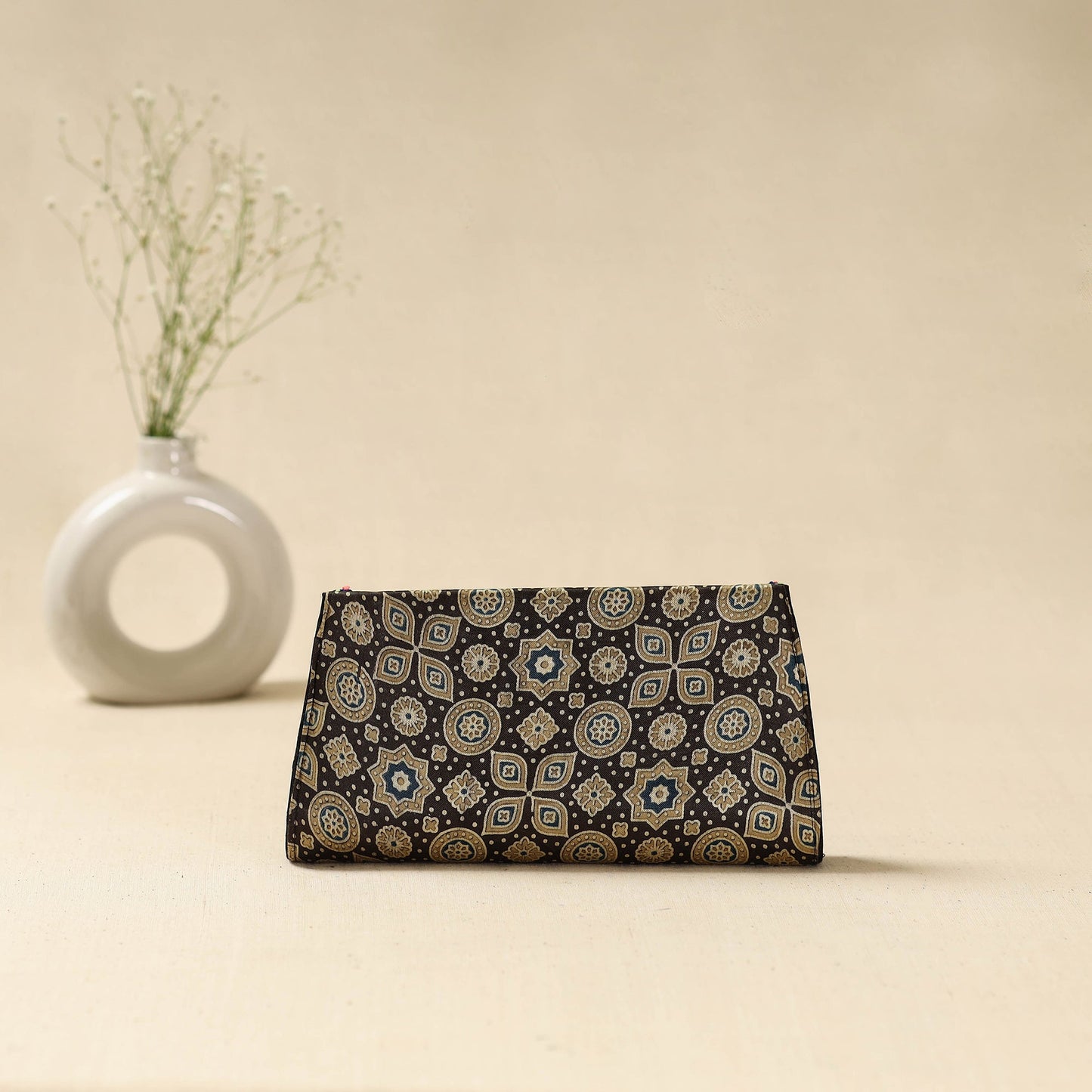 Black - handcrafted kutch flap leather clutch / wallet 20