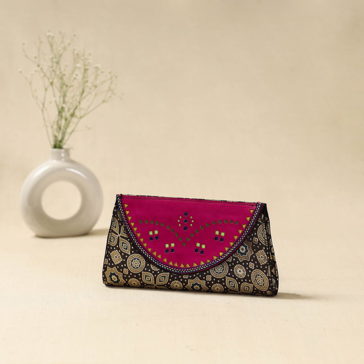 Handcrafted kutch flap leather clutch / wallet 21