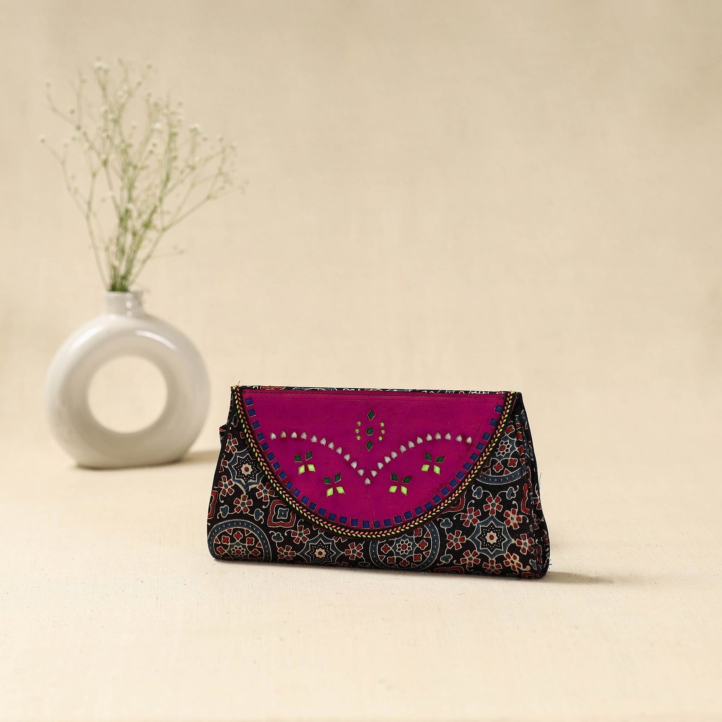 Handcrafted kutch flap leather clutch / wallet 22