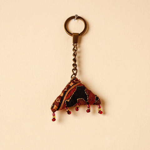Black Handcrafted Kutch Hand Embroidery Keychain 