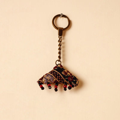 Black Handcrafted Kutch Hand Embroidery Keychain 