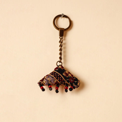 Black Handcrafted Kutch Hand Embroidery Keychain 