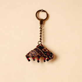 Black Handcrafted Kutch Hand Embroidery Keychain 