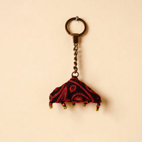 Black Handcrafted Kutch Hand Embroidery Keychain 