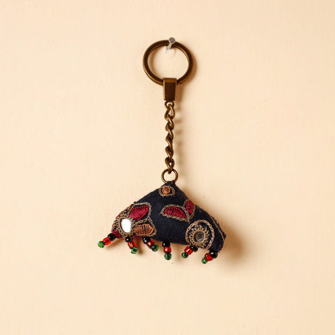 Black Handcrafted Kutch Hand Embroidery Keychain 