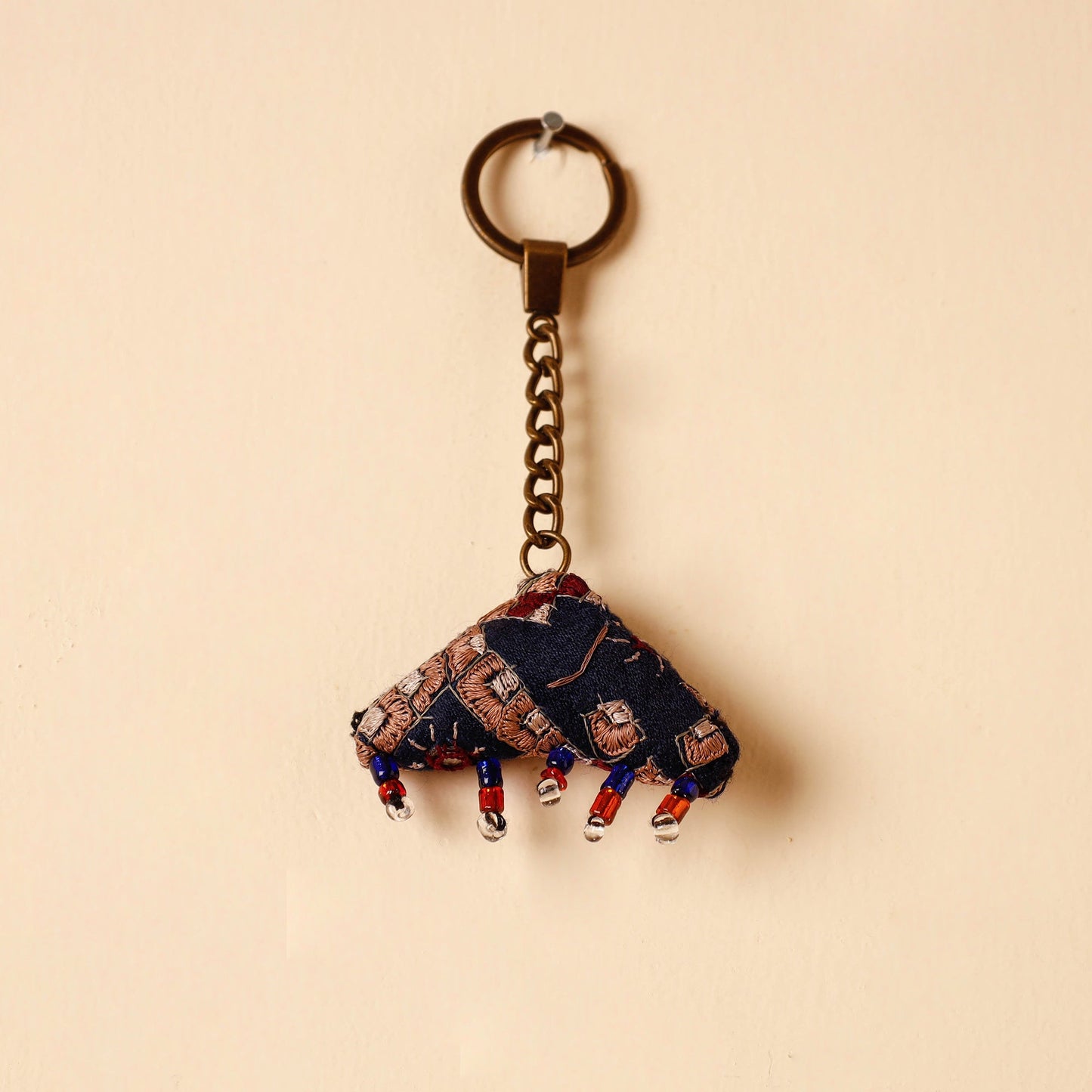 Black Handcrafted Kutch Hand Embroidery Keychain 