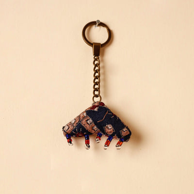 Black Handcrafted Kutch Hand Embroidery Keychain 