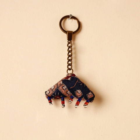 Black Handcrafted Kutch Hand Embroidery Keychain 