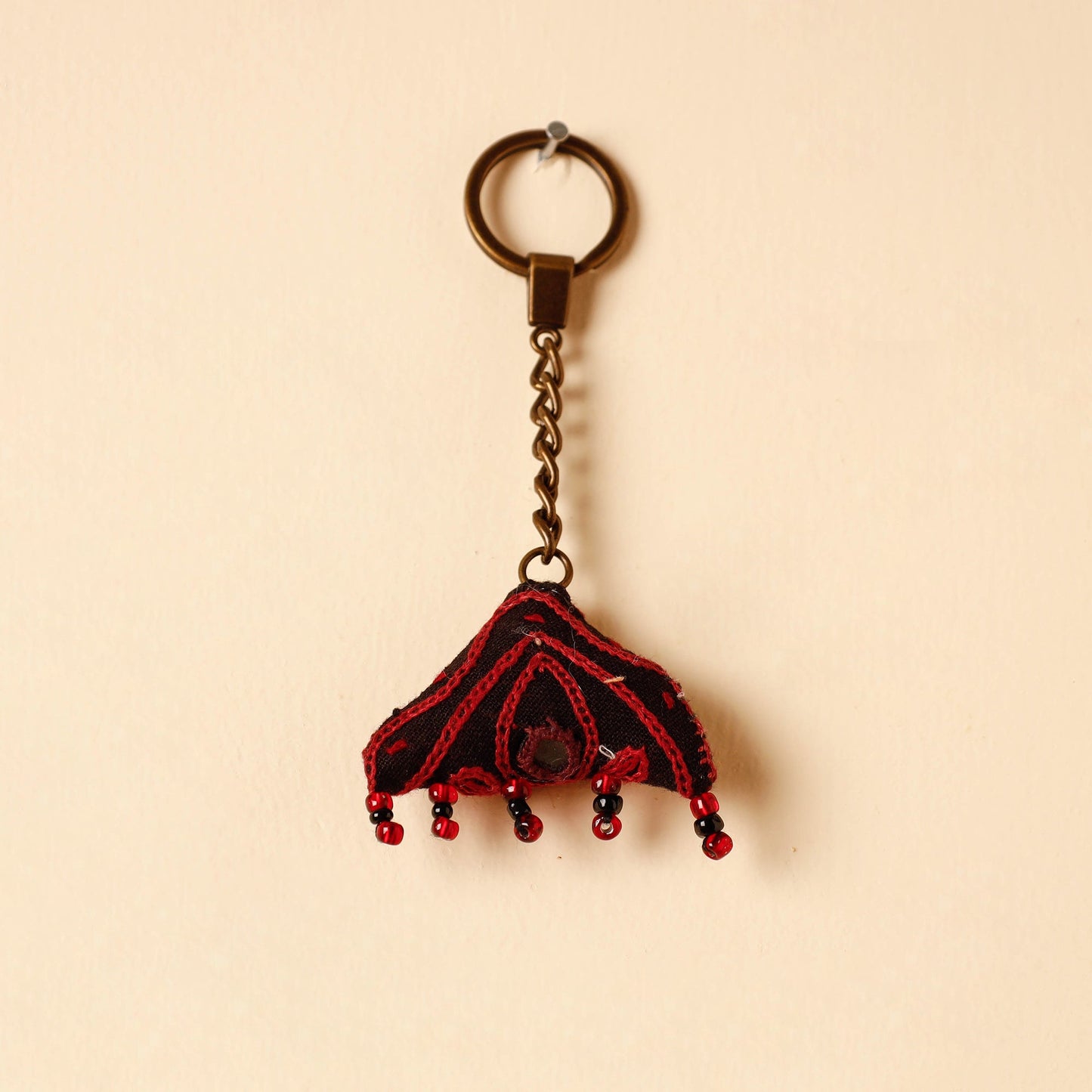 Black Handcrafted Kutch Hand Embroidery Keychain 