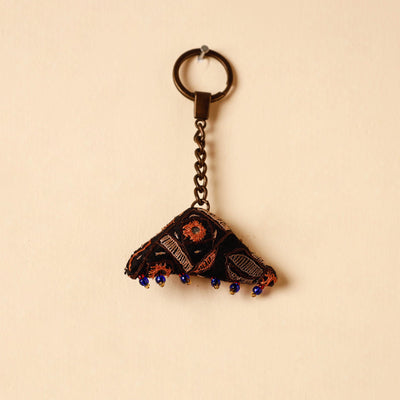 Black Handcrafted Kutch Hand Embroidery Keychain 