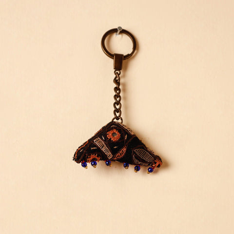 Black Handcrafted Kutch Hand Embroidery Keychain 