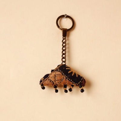 Black Handcrafted Kutch Hand Embroidery Keychain 