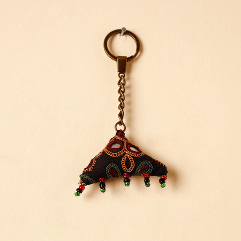 Black Handcrafted Kutch Hand Embroidery Keychain 