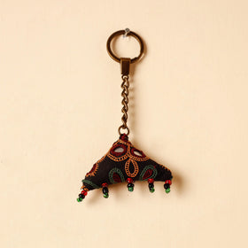 Black Handcrafted Kutch Hand Embroidery Keychain 